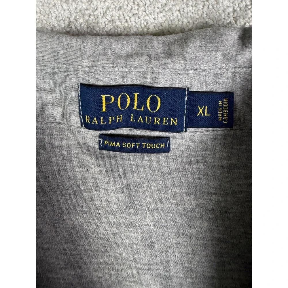 Polo Ralph Lauren Mens XL Grey Short Sleeve Polo Shirt Heather Pima Soft Touch